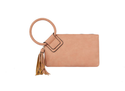 JYM0346 Soft Vegan Leather Wristlet/Clutch With Tassel - Honeytote