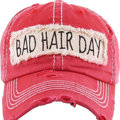 KBV1073 'BAD HAIR DAY' Distressed Cotton Cap - Honeytote