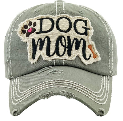 KBV1140 "DOG MOM" Washed Vintage Premium Cotton Cap - Honeytote