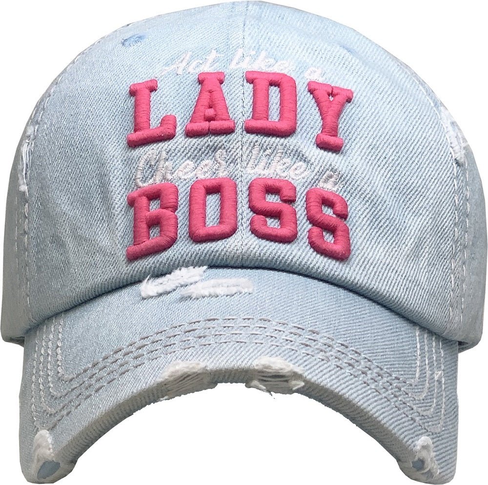 KBV1361 "Lady Boss" Vintage Washed Baseball Cap - Honeytote