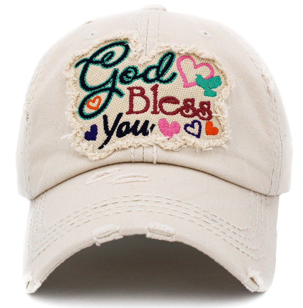 KBV1390 "God Bless You" Vintage Washed Baseball Cap - Honeytote