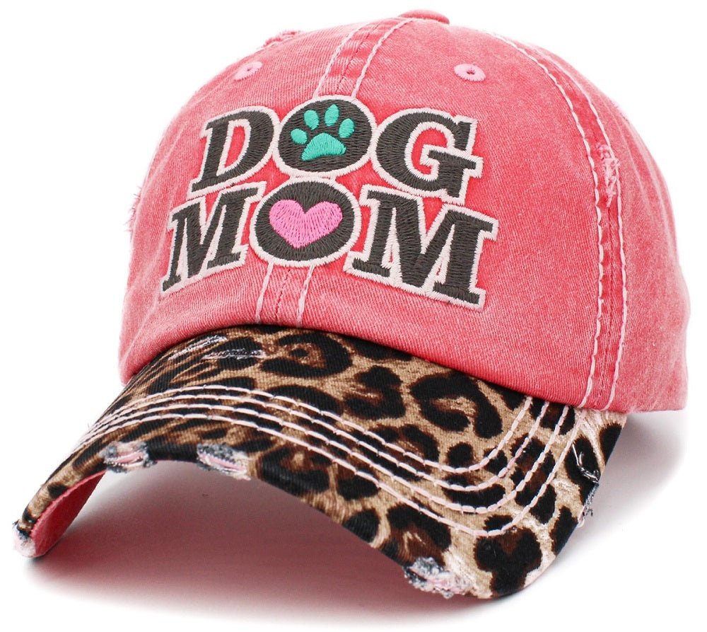 KBV1391 "Dog Mom" Vintage Washed Baseball Cap - Honeytote