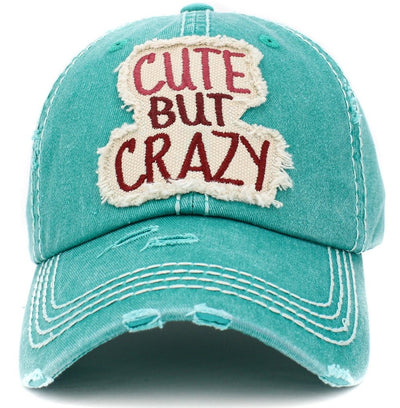 KBV1406 ''CUTE BUT CRAZY" Distressed Cotton Cap - Honeytote