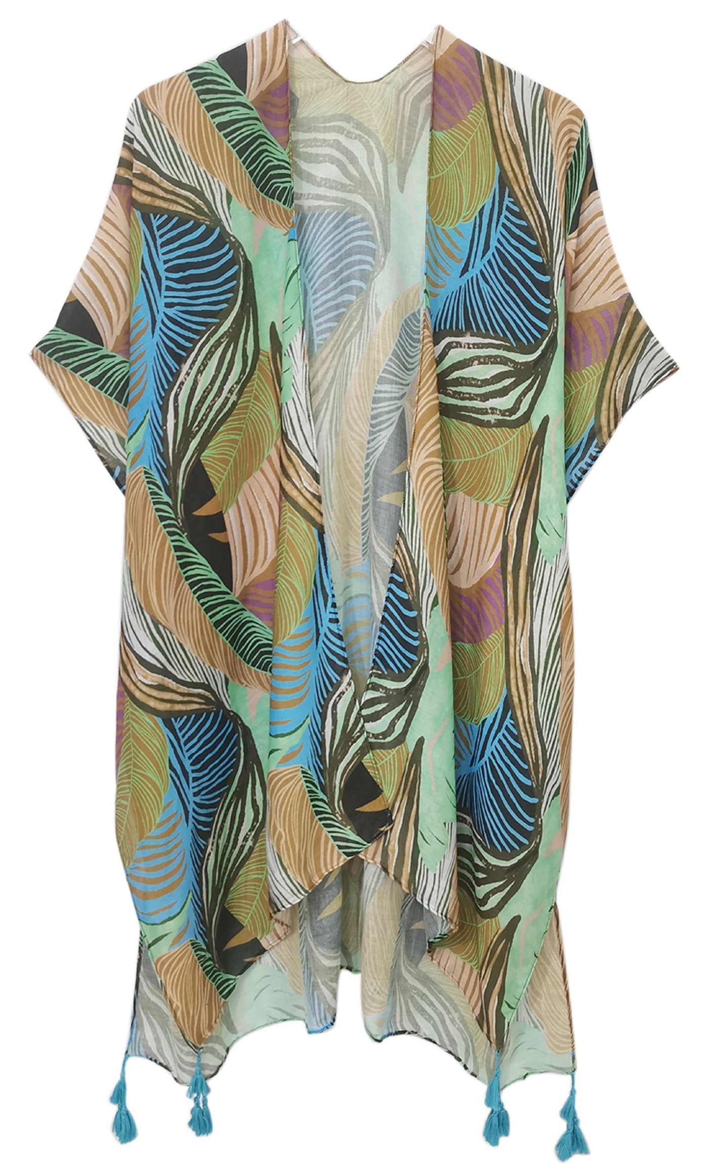 WLK310065 Portia Palm Leaf Print Kimono