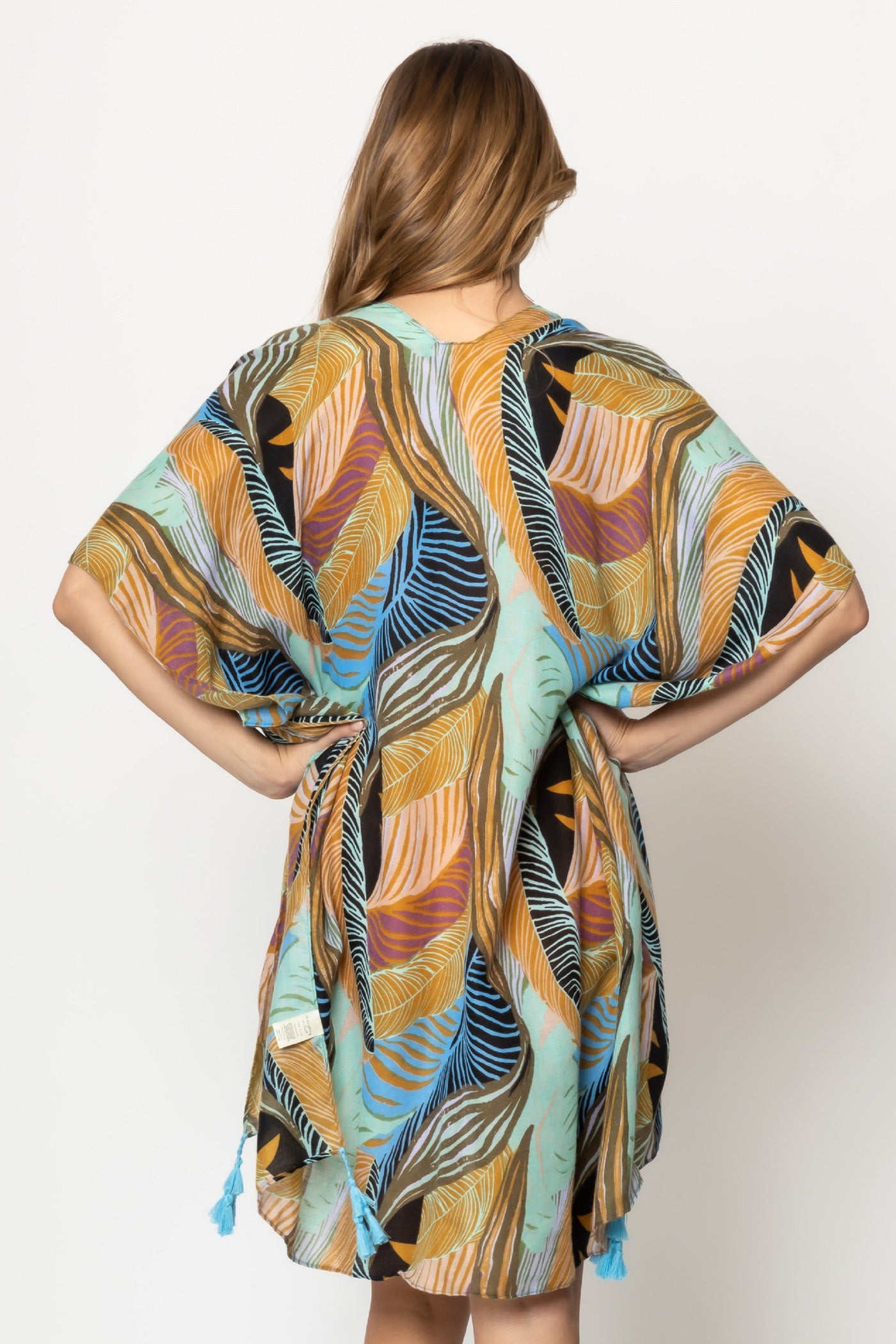 WLK310065 Portia Palm Leaf Print Kimono