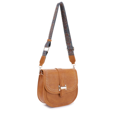 DJ60119 Portia Crossbody With Stud Details and Printed Guitar Strap