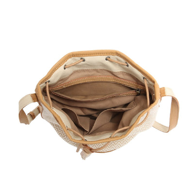 M2063 Drawstring Natural Woven Straw Bucket Crossbody