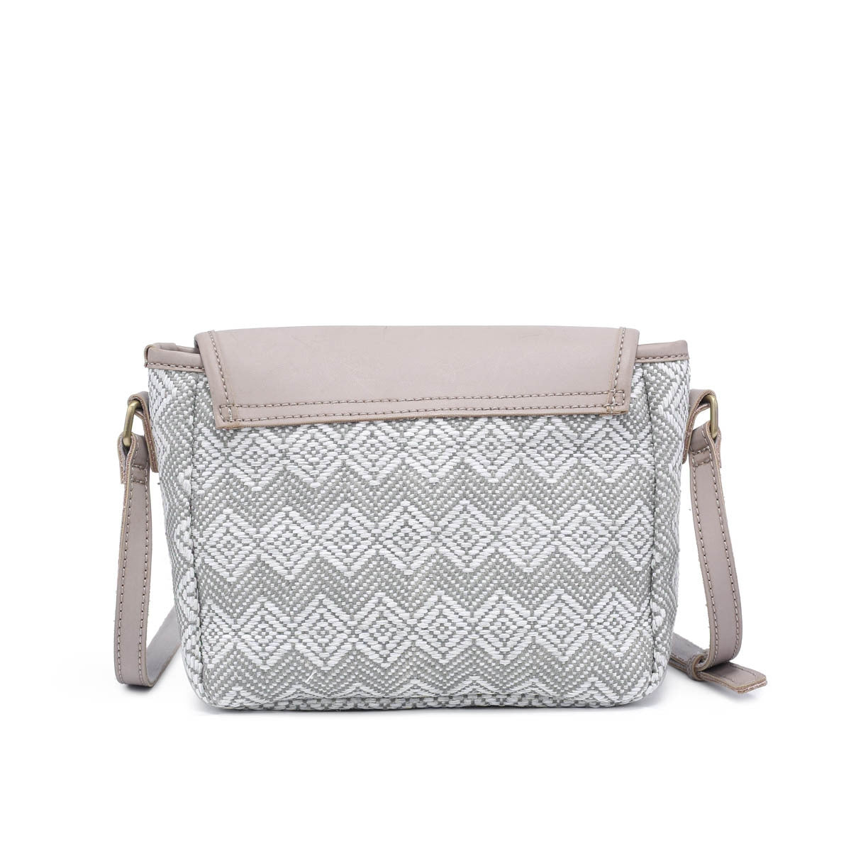 M2064 Woven Flapover Crossbody w/ Vegan Leather Accents