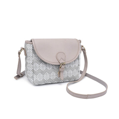 M2064 Woven Flapover Crossbody w/ Vegan Leather Accents