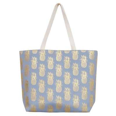 MB0134 GOLD FOIL PINEAPPLE BEACH BAG