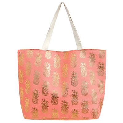 MB0134 GOLD FOIL PINEAPPLE BEACH BAG