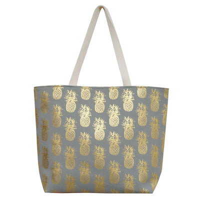 MB0134 GOLD FOIL PINEAPPLE BEACH BAG