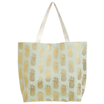 MB0134 GOLD FOIL PINEAPPLE BEACH BAG