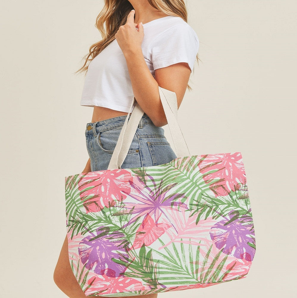 MB0136 Hand Drawn Tropical Beach Tote Bag