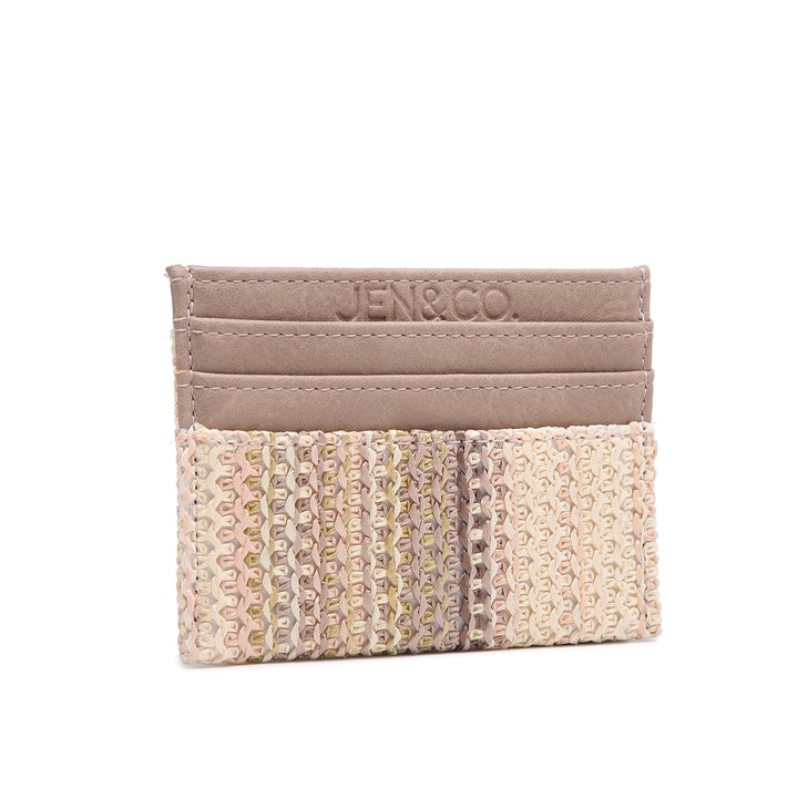 WL1996 Natural Vegan Leather & Rattan Blocked Cardholder/Wallet