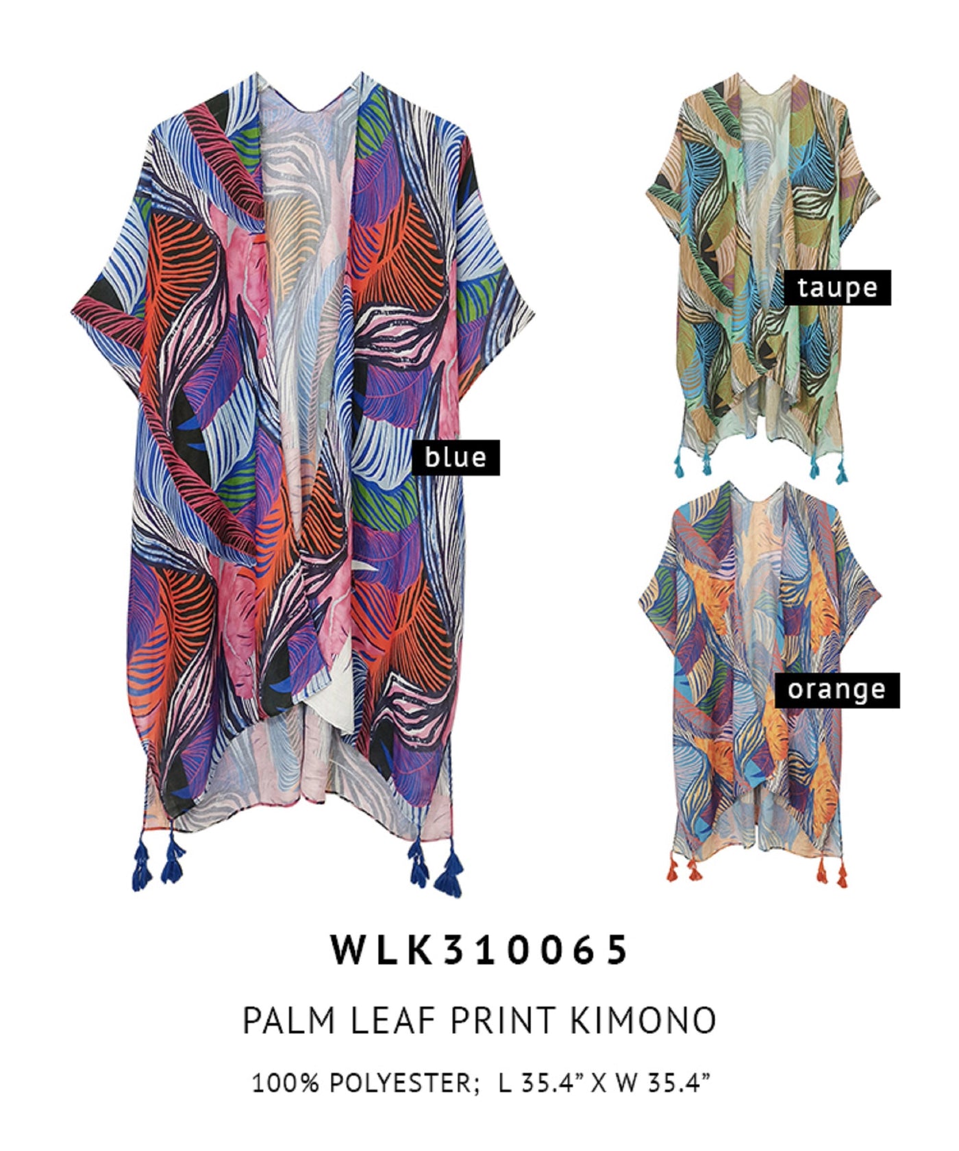 WLK310065 Portia Palm Leaf Print Kimono