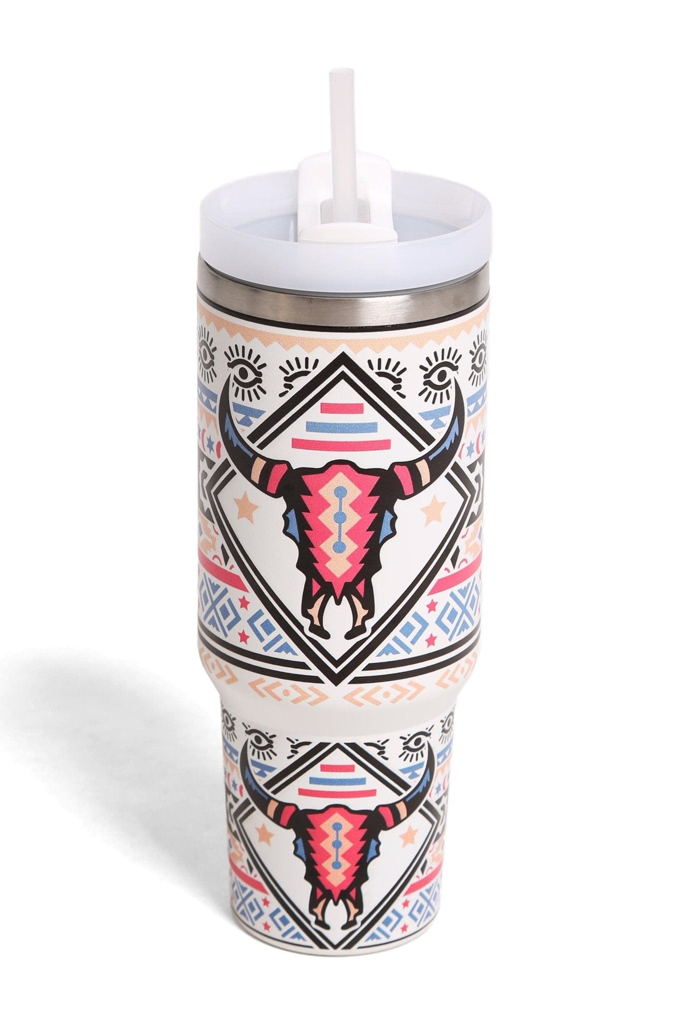 TUM810 Bull Boho 40 Oz Tumbler With Handle - MiMi Wholesale