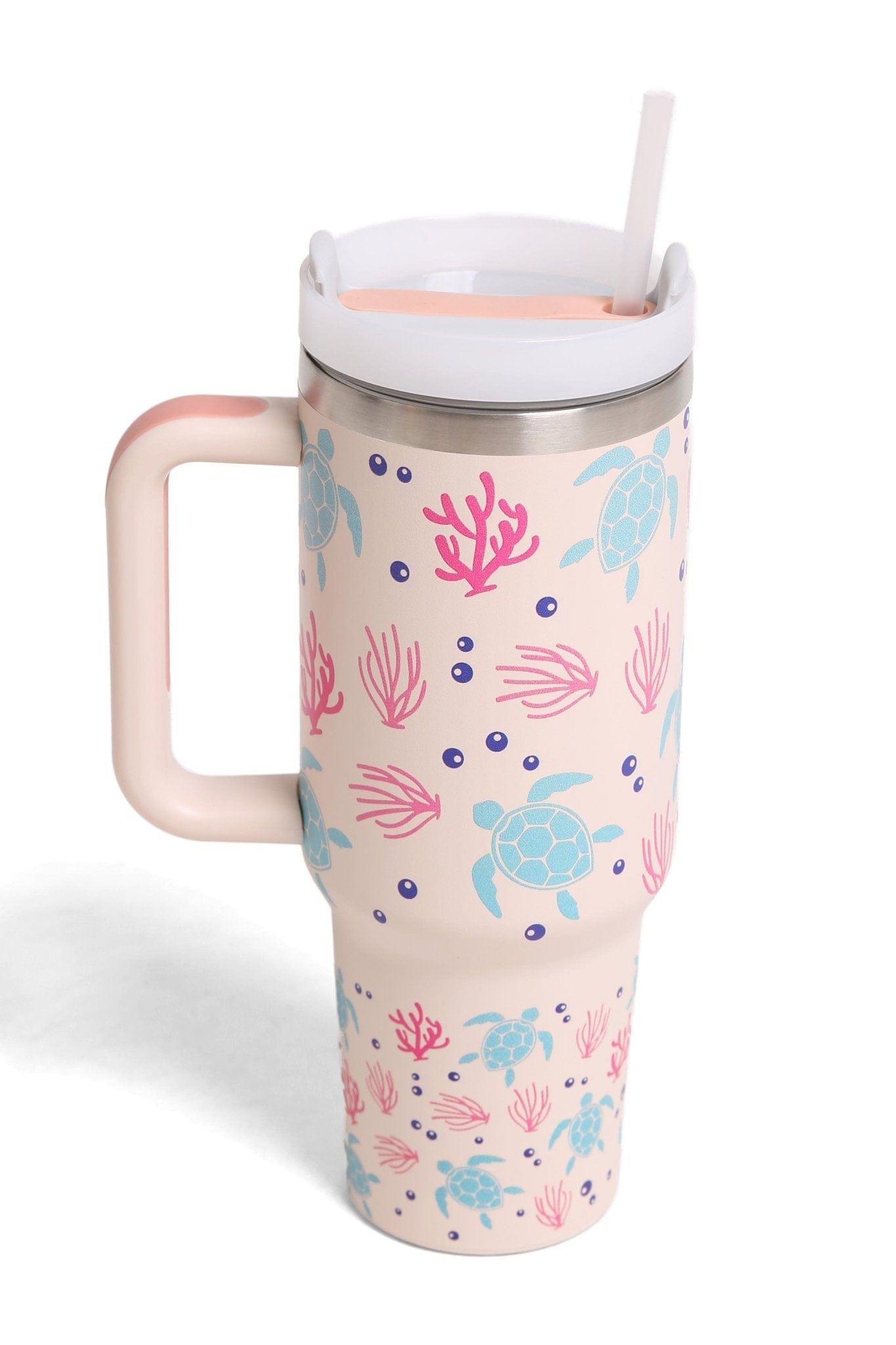 TUM825 Turtles Coral 40 Oz Tumbler With Handle - MiMi Wholesale